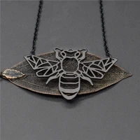 4 colors origami bee necklace bug charm female and male gift animal necklace fashion women insect jewellery geometric jewellery