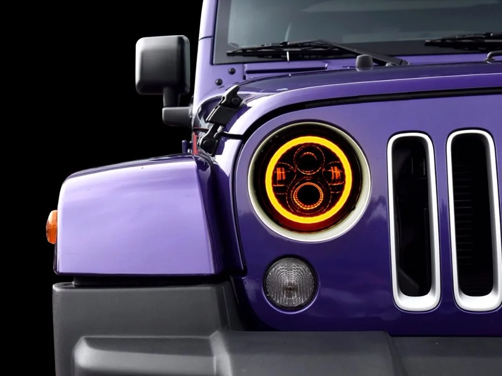 2 шт. 7 дюймов светодиодный налобный фонарь с Halo Ring Amber поворотник для lada Niva 4x4 suzuki samurai " DRL Halo Фары для ваз 2101