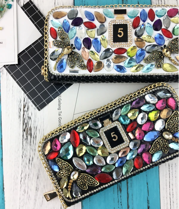 Женский кошелек с бриллиантами дизайнерский Длинный отделениями для монет и