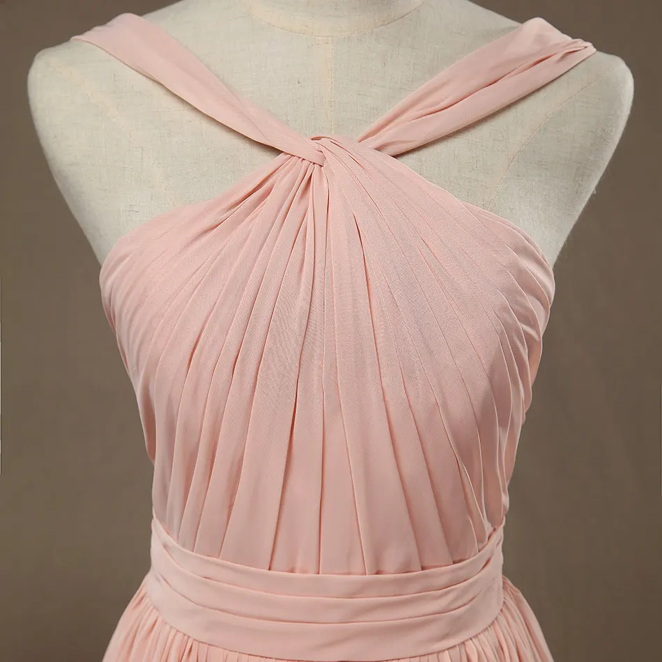 Розовое Новое поступление простые шифоновые плиссированные трапециевидные