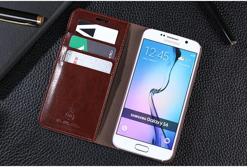 Для Samsung Galaxy S6 S7 край S5 S8 плюс Чехол Оригинальный Роскошный кожаный бумажник