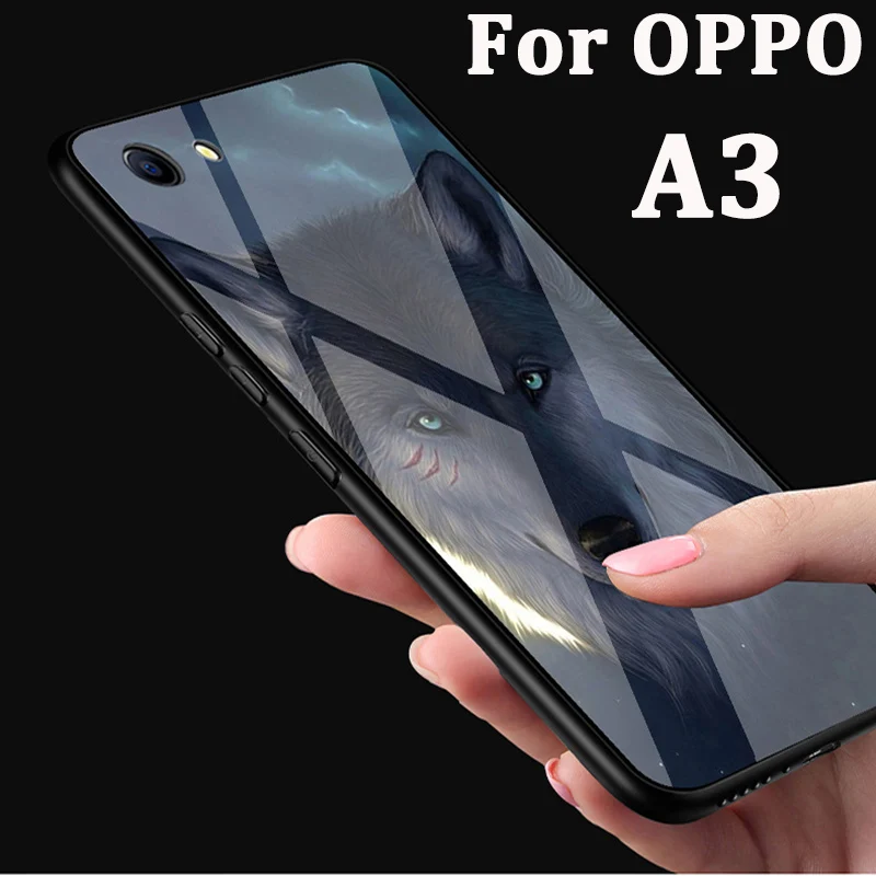 Милый мультфильм закаленное Стекло задняя coque для OPPO A 3 Защитные чехлы Чехол OPPOA3