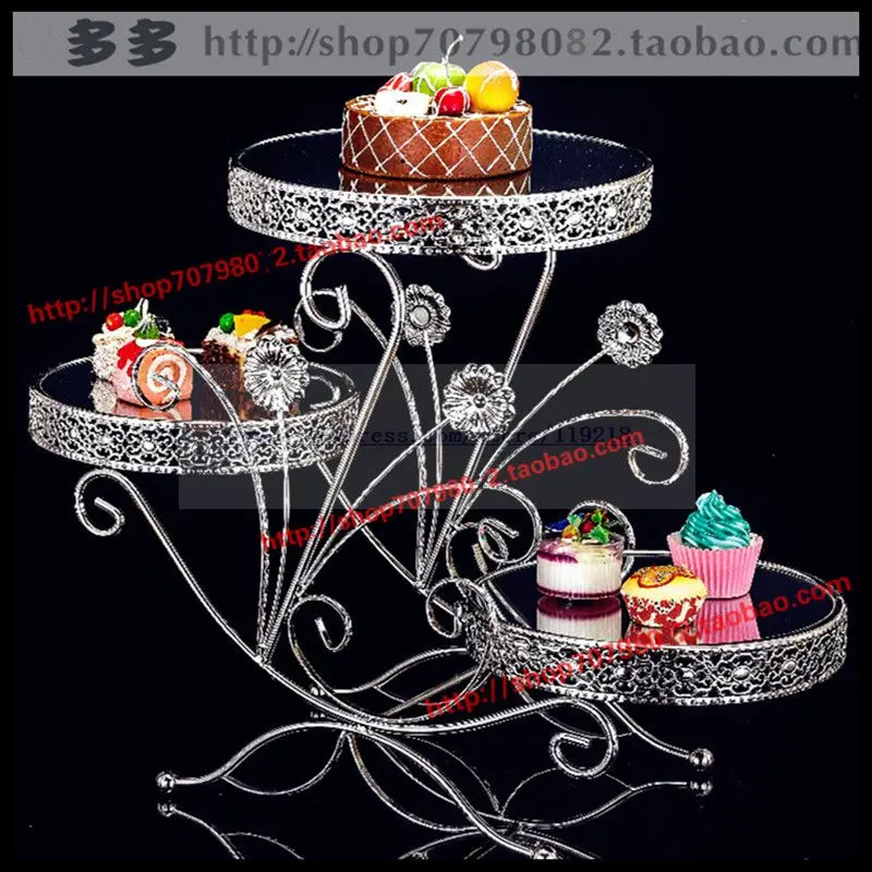 1 шт. креативный большой трехслойный зеркальный столик для торта Посеребренная многослойная стойка для закусок выпечка буфет десертная стойка