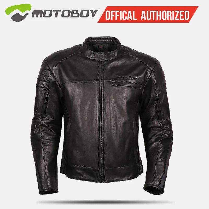 Мужская мотоциклетная кожаная куртка MOTOBOY летняя в стиле ретро Всесезонная
