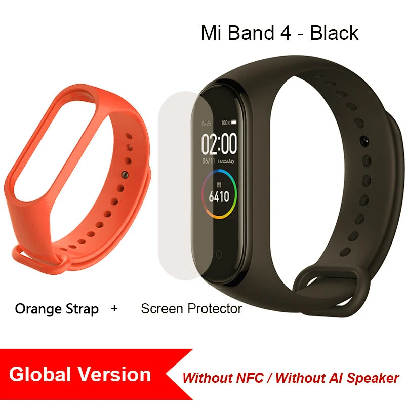 orange strap film GL Xiaomi Mi Band 4 Смарт-браслет Фитнес-сердечный ритм 135 мАч Цветной экран Bluetooth 5.0 Водонепроницаемый смарт-браслет Смарт-часы - Цвет: orange strap film GL