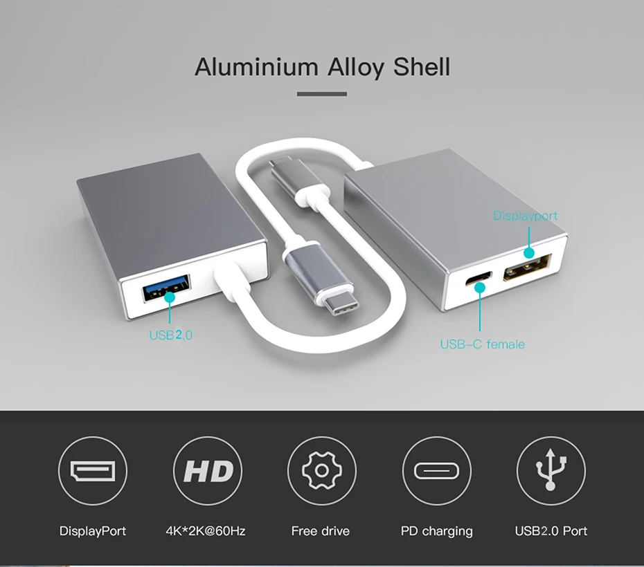 C BOX USB Displayport адаптер USB2.0 PD зарядки 4 К 60 Гц для MacBook Chromebook Galaxy S8 Тип usb DP конвертер| |