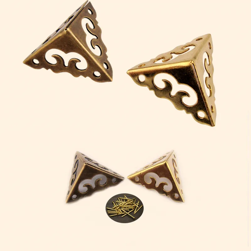 Hollow Brass Corner Luggage Case Wooden Box Mini Copper Corners Brackets Decor Cover Furniture Triangular Protector 2cm 20Pcs |