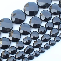 natural black agates onyx faceted oval round 10 25mm beads 15inch diy jewelry making pendantnecklace