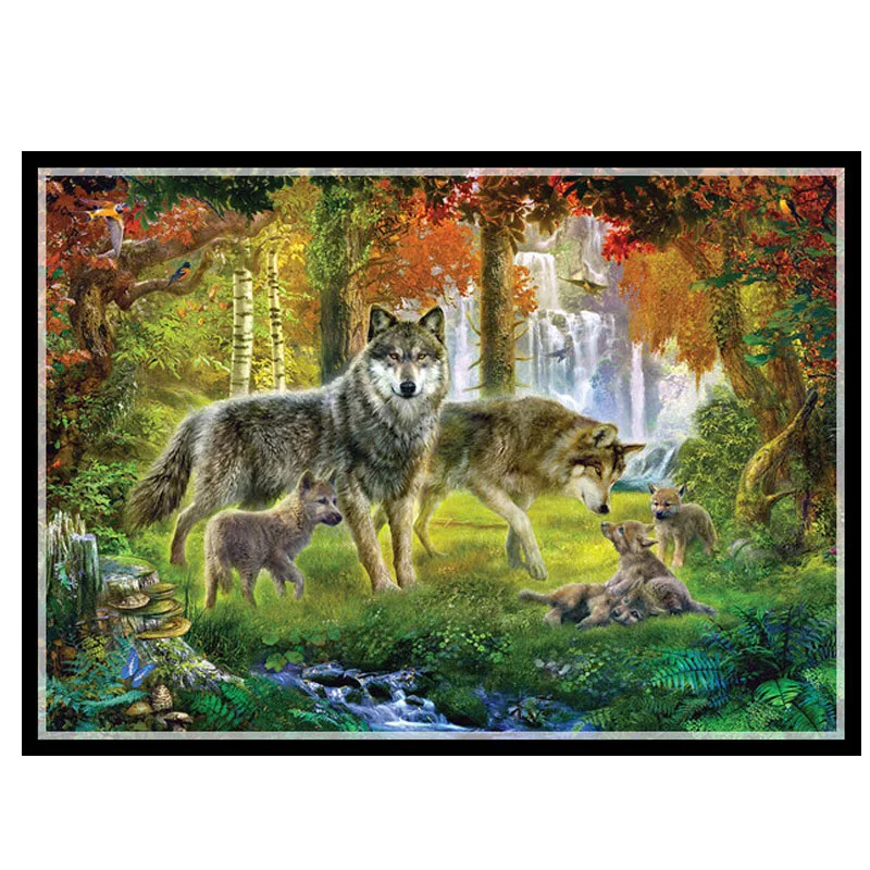 

Gold Panno,Needlework,Embroidery,DIY DMC Painting Cross Stitch,14ct Wolf Family Cross Stitch,Sets For Embroidery,Wall dec