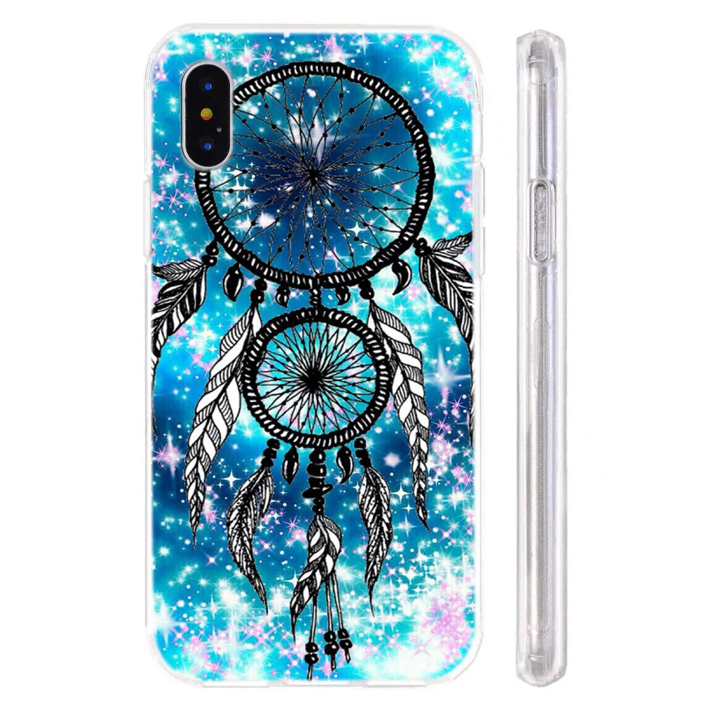 Мягкий чехол для iPhone X XS XR чехлы из ТПУ цветные серьги Henna Mandala цветочный узор Fundas 8 7