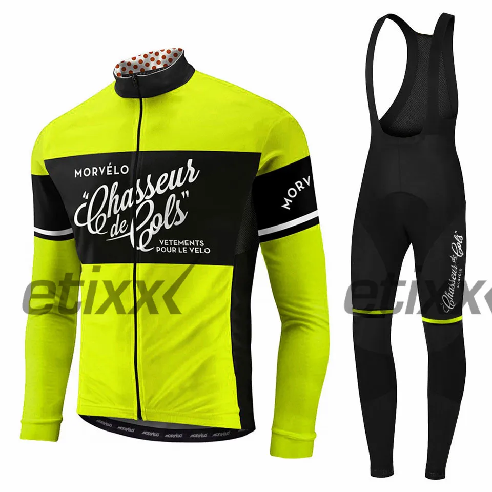 Spring autumn team Morvelo long sleeve cycling jersey set Ropa Ciclismo breathable racing bike clothing MTB Bike 9D gel pad - Цвет: 7