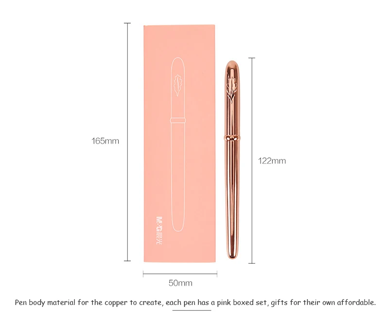 

MIRUI Creative Elegant Rose Gold 0.5/0.38mm Fountain Pen with Gift Box High-end Metal Ink Pens Student Writing Stationery girls