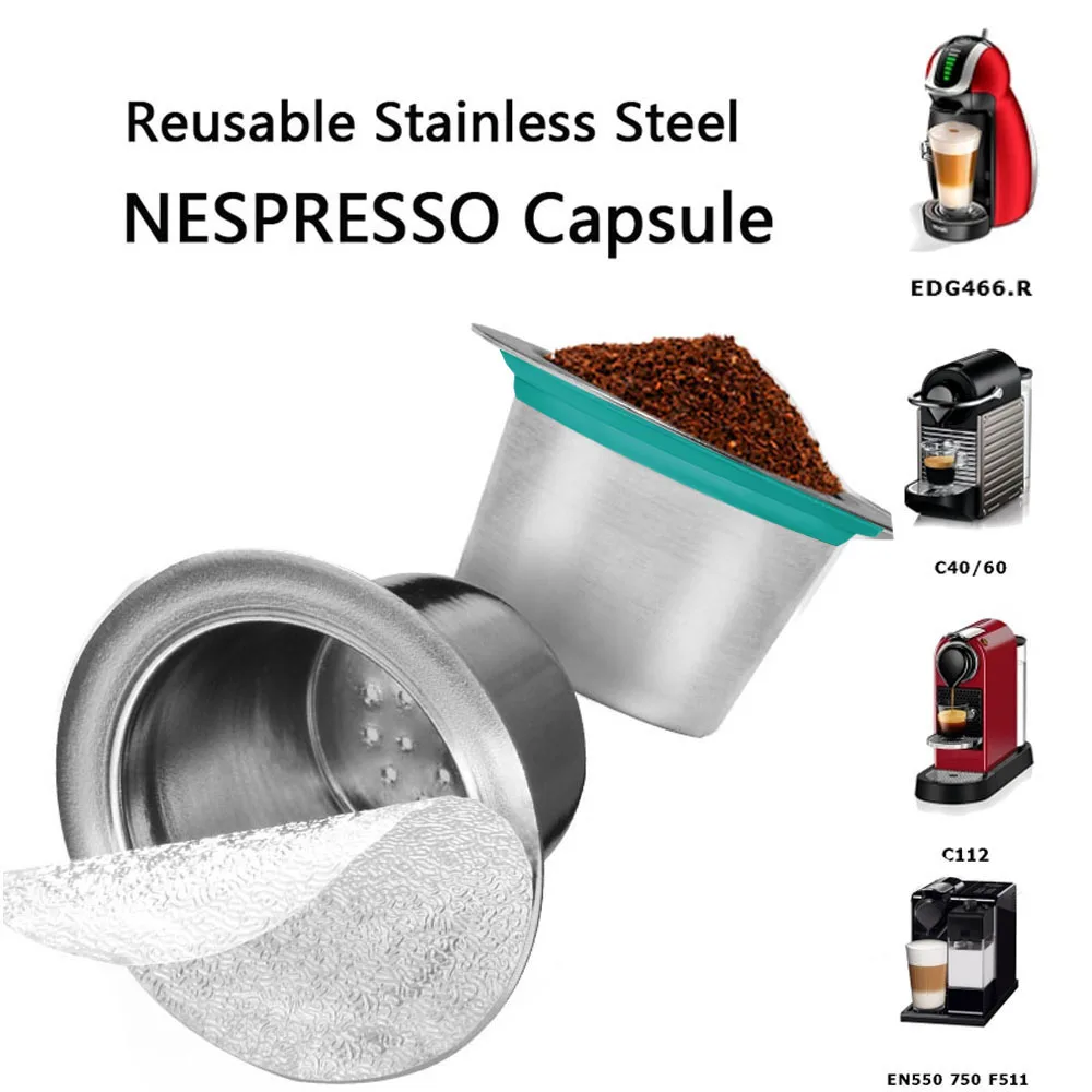 Нержавеющая сталь 2 шт многоразовая кофейная капсула Nespresso многоразовые капсулы