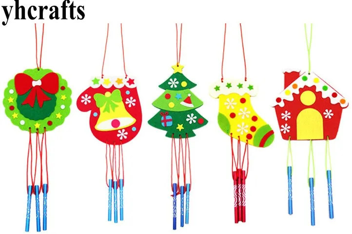 

5PC/LOT.5 design DIY unfinished wind chime craft kits Xmas aeolian bells Kindergarten Pocket crafts Early learning toys DIY toy