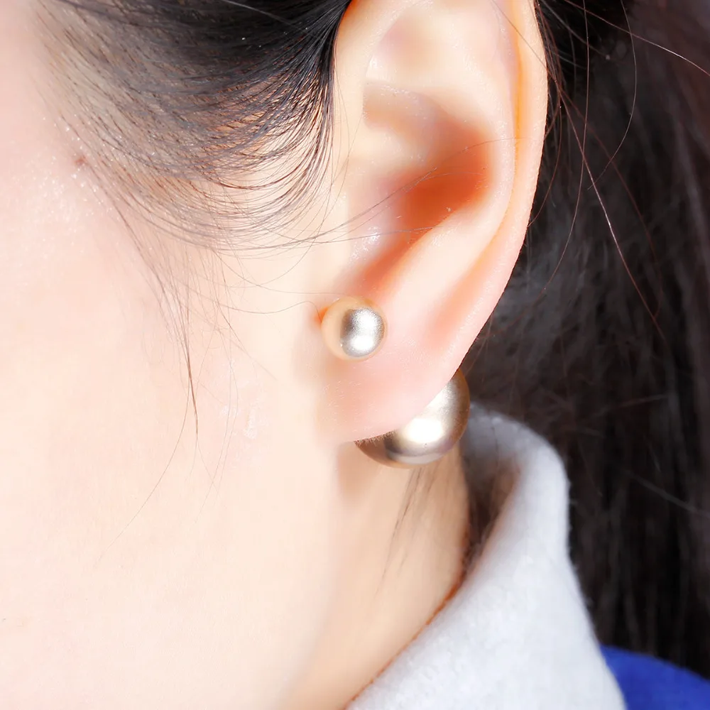 Дорин Box Акриловые двусторонняя ухо Post Серьги-гвоздики шар света золотой 8 мм