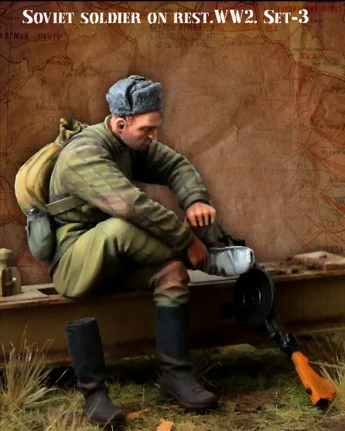 1/35 WW2 Soviet machine gunner WWII Resin Model Kit figure Free Shipping | Игрушки и хобби