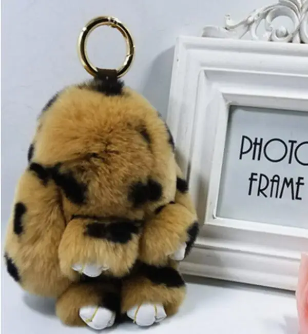 Брелок для ключей из натурального меха кролика Рекс 14 см | Украшения и аксессуары