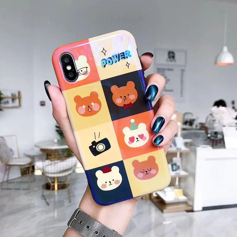 Чехол с рисунком милого медведя для Apple iphone 6 6s 7 8 Plus X XR XS Max задняя крышка 6plus 7plus 8plus
