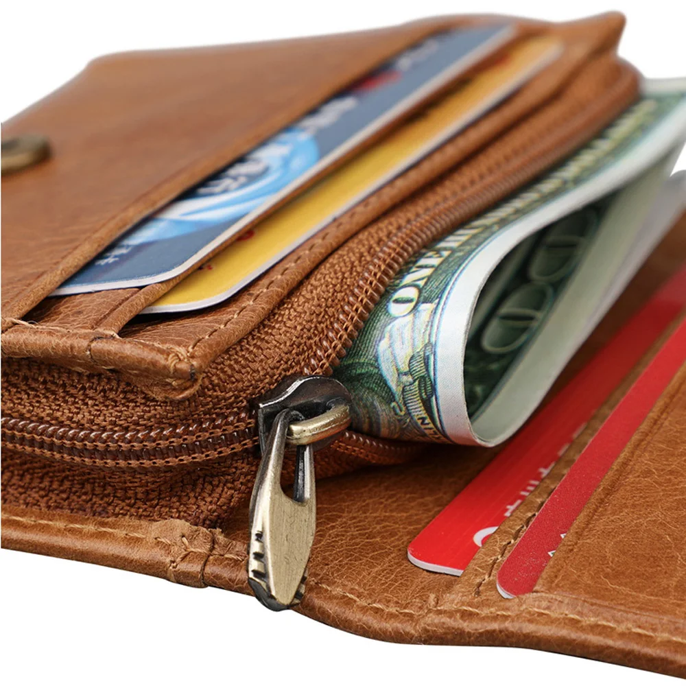 RFID Fashion Crazy Horse Genuine Leather Small Wallet New Arrival Credit Card Holder for Men and Women Coin Purse Short Clutch | Багаж и