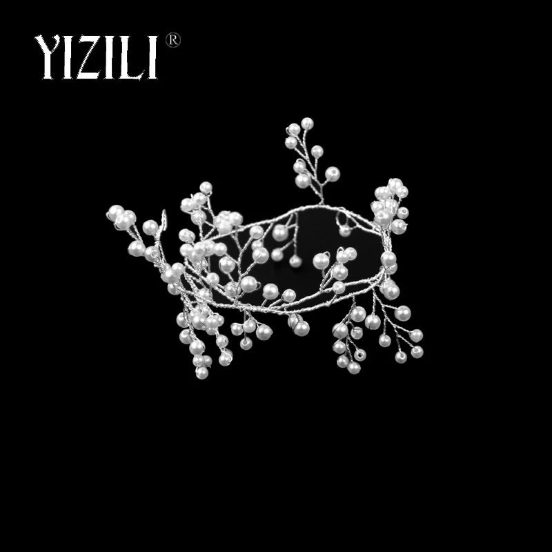 YIZILI новые свадебные ободки для Для женщин волос жемчужина лоза невесты украшения