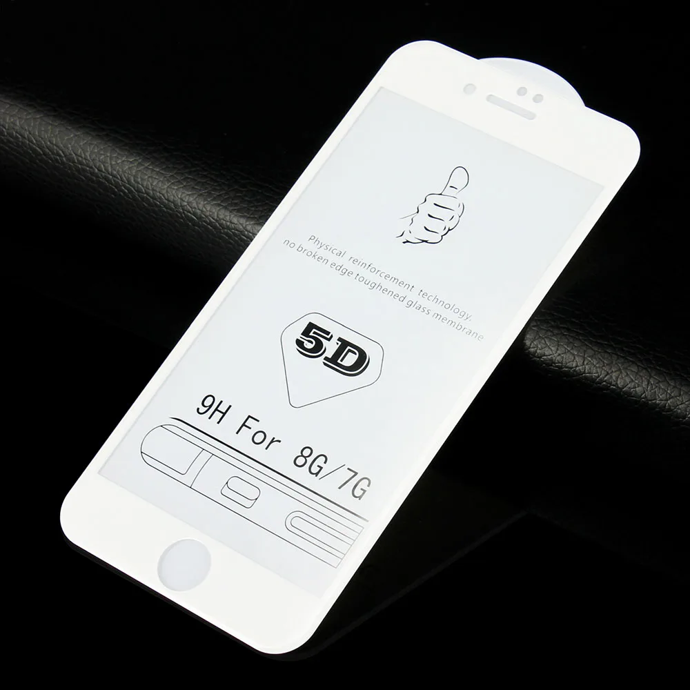 5D закаленное стекло для iPhone 7 8 полное покрытие с изогнутыми краями X Защитная