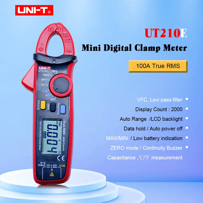 Mini Digital Clamp Meter UNI-T UT210E True RMS Auto Range 2000 Count LCD Display Multimeters Megohmmeter