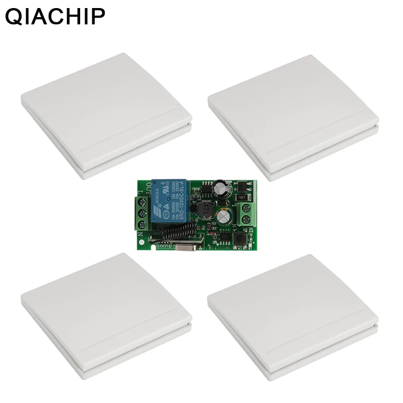 

QIACHIP 433MHZ RF Remote Control Switch AC 110V 220V 240V Lamp Light LED Bulb Wireless Switches Corridor Room Wall Panel Switch