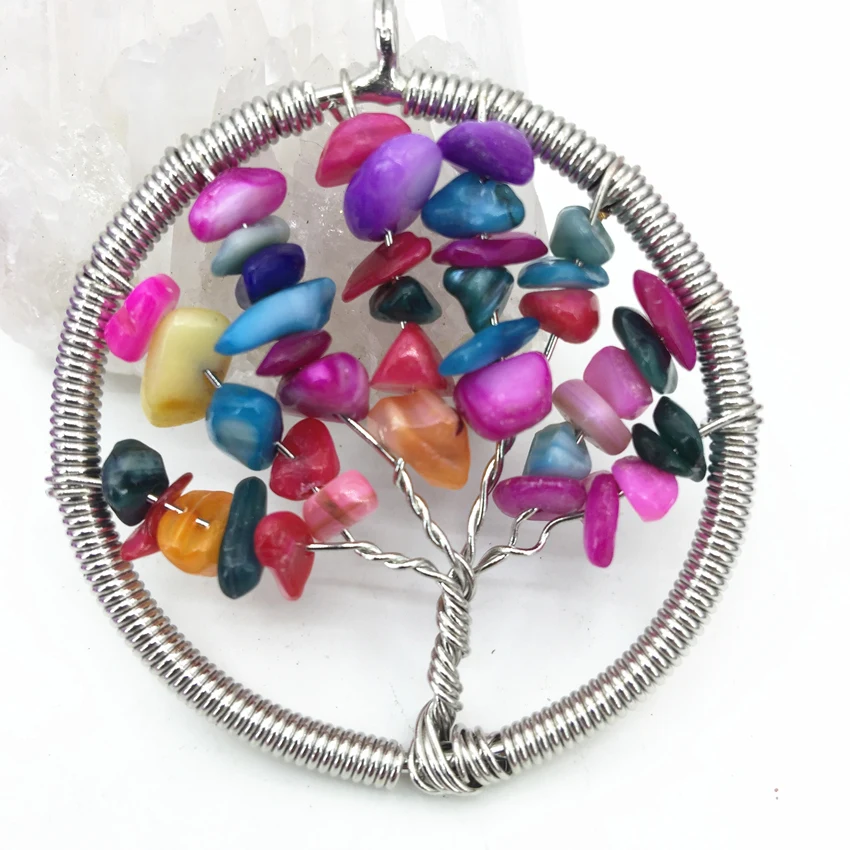

New arrival multicolor 50mm 15 colors natural stone round circle round pendant for women winding lucky diy jewelry B3044