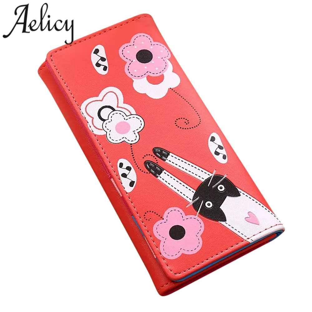 Женский кошелек Aelicy Длинный с кошками и цветами вместительный|long wallet|luxury walletpurse