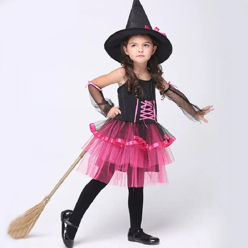 

Kids Girls Witch Halloween Costume Outfit Fashion Party Princess Birthday fancy dress