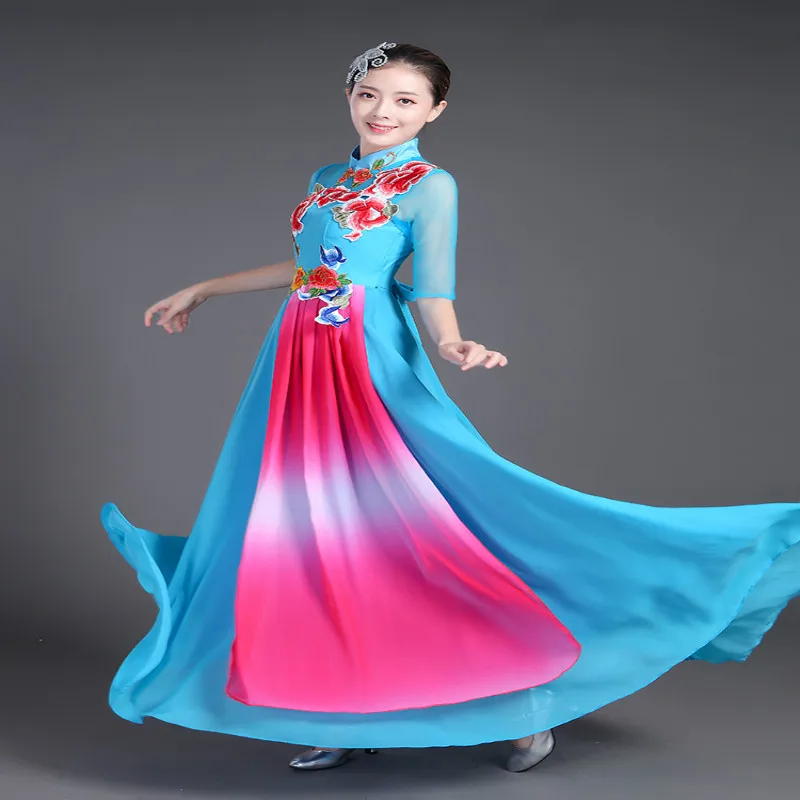 XYF95#Concert dress ribbon applique embroidery long Bridesmaid dresses Chiffon Chinese wholesale women's fashion clothing | Свадьбы и