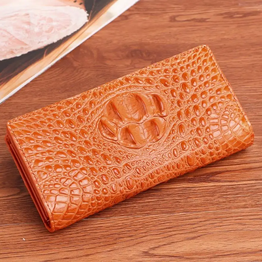 Высококачественный мужской кошелек с настоящим 3D рельефный крокодил Длинный кошелек для женщин Бизнес Специальное предложение большой кошелек ручной 002 ТБ