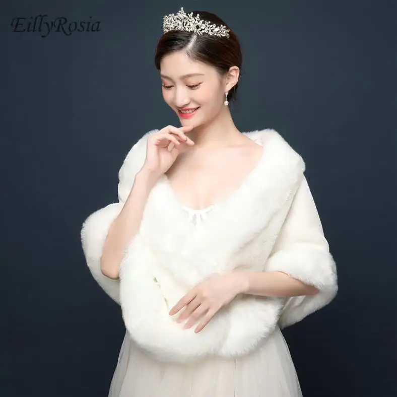 Женское болеро из искусственного меха EillyRosia зимнее меховое с накидкой на