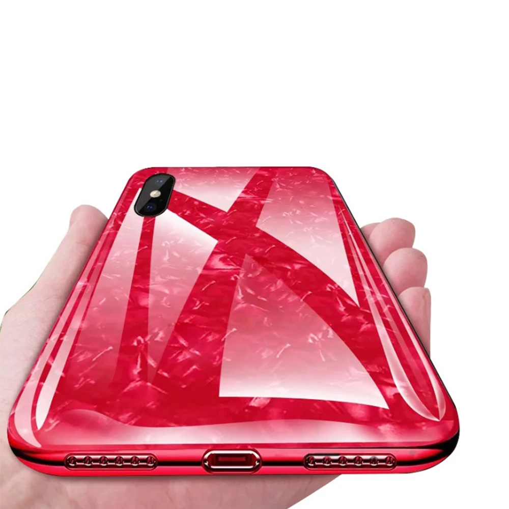 Shell Tempered Glass Phone Case For Apple iPhone X XR XS Max Cute Cover iPhon 8 7 6 6S Plus Fashion Slim Hard Back |