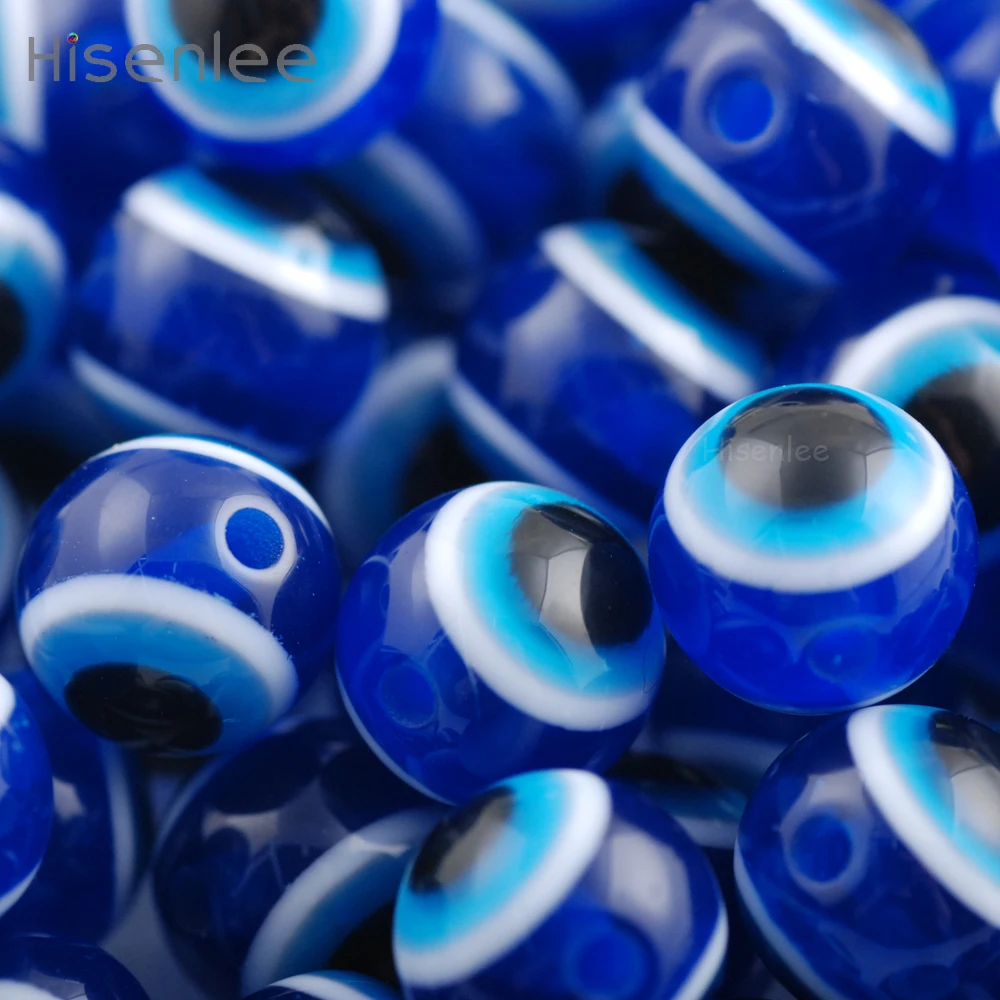 Hisenlee 300 Pcs/ Bag Blue 10mm New fashion circular evil Eye Beads Space DIY Bracelet / jewelry Making | Украшения и аксессуары