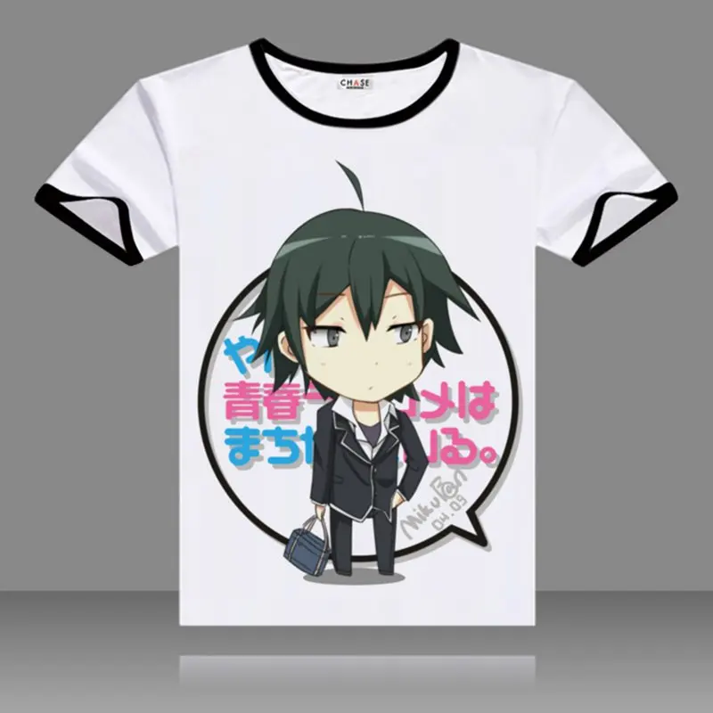 Yahari ore no seishun love kome wa machigatteiru/черные футболки с круглым вырезом и короткими