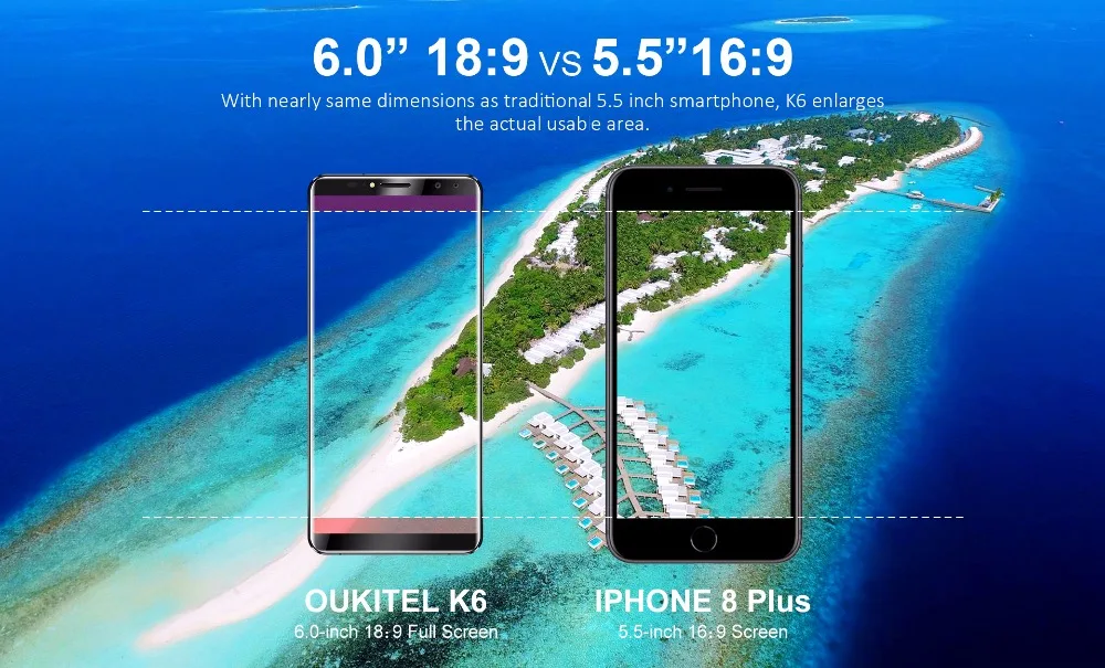 Oukitel K6 6,0 ''18:9 полноэкранный 4G смартфон MT6763 Восьмиядерный телефон Android 7,1 6 ГБ ОЗУ 64 Гб ПЗУ 6300 мАч мощный аккумулятор