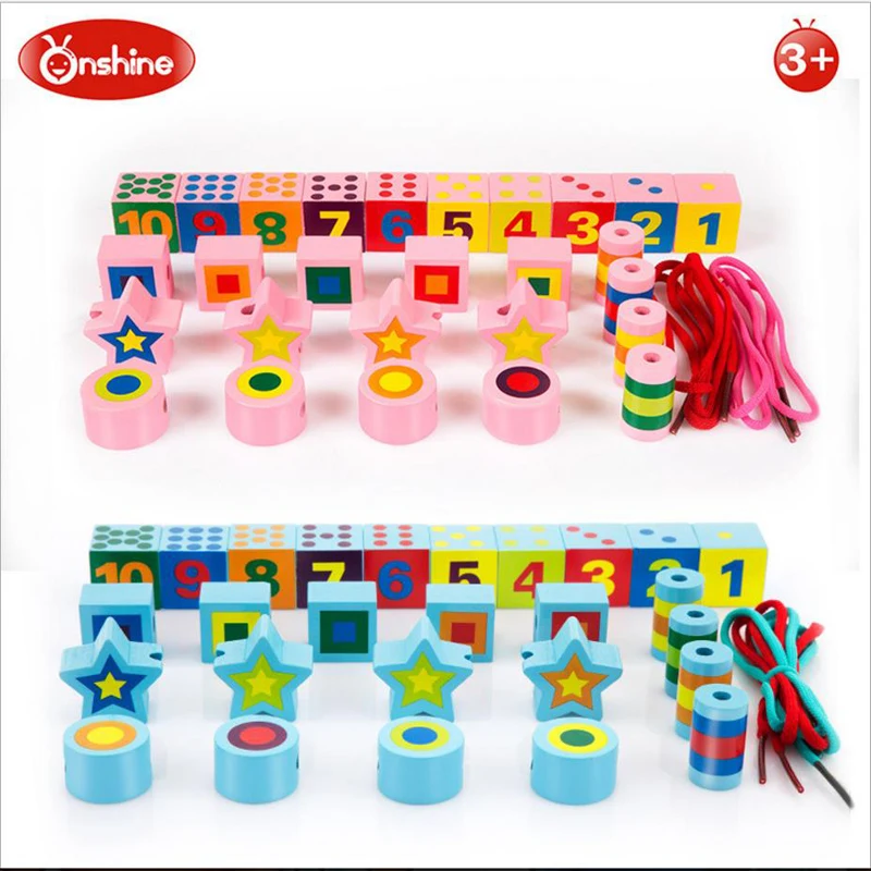 Onshine детские деревянные строительные блоки шнуровка бусы игрушки развивающие