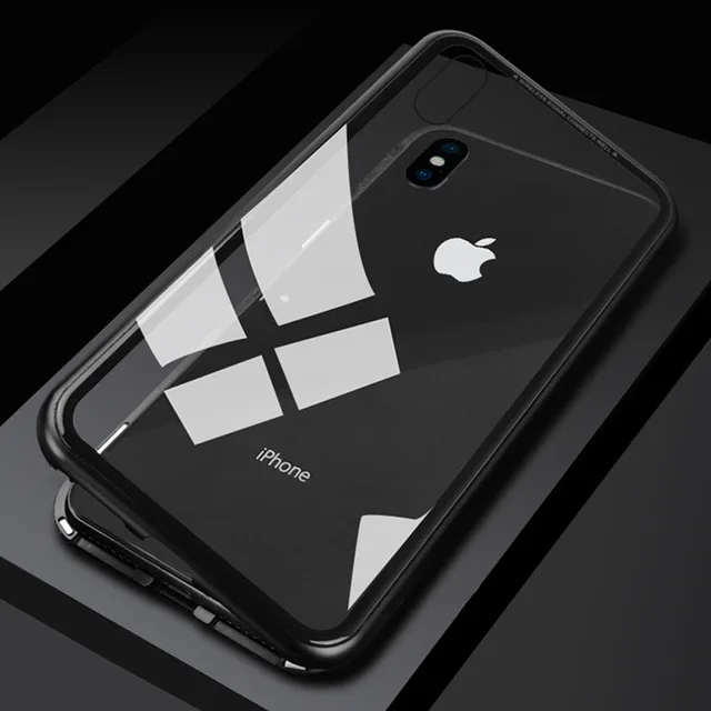 2019 Magnetic Adsorption Phone Case For iPhone X Xs Max Xr 8 7 6 s Plus Metal Magnet Absorption Tempered Glass Flip Cover Capa |
