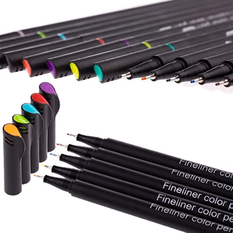 60 цветов Fineliner набор ручек 0 4 мм микрон лайнер окрашивание акварелью Ассорти