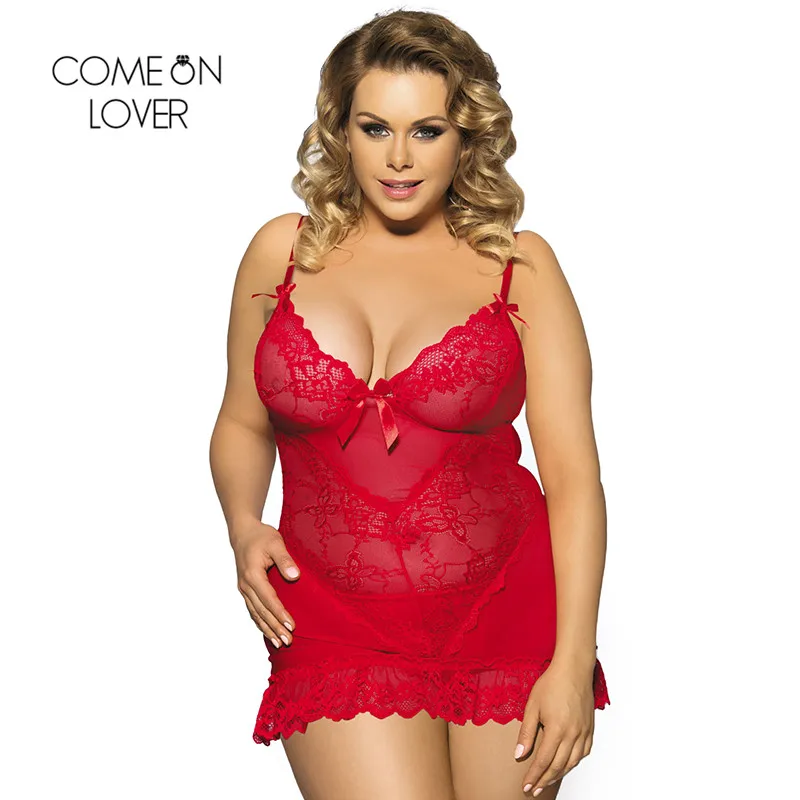 Comeonlover Для женщин ночь платье плюс Размеры 7XL v образным вырезом белье пижамы