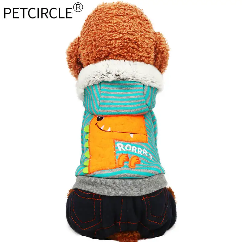green PETCIRCLE одежда для щенков и собак Одежда Тедди Французский бульдог Осень Зима Одежда для кошек номер динозавр одежда для четвероногих - Цвет: green