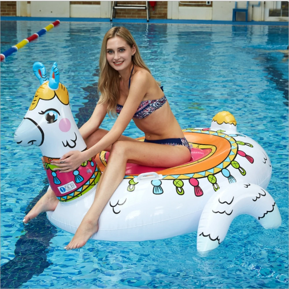 

Giant Llama Pool Island Inflatable Alpaca Ride-on Pool Float adult Swimming Circle Floating Raft family Water Fun Pump for Free
