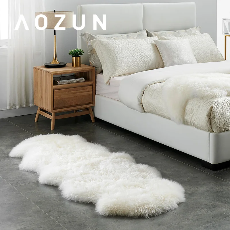 AOZUN прикроватный ковер из натуральной овчины 70x200 см, Уютный коврик из овечьего меха Zeland для домашнего декора, эко меховой ковер, Прямая поставка