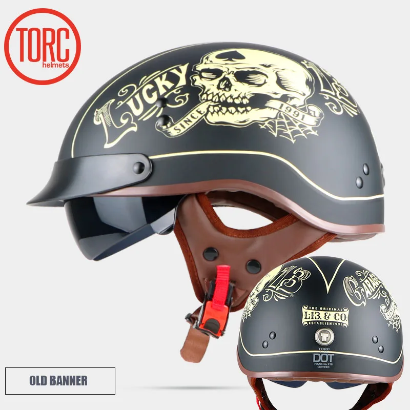 TORC Винтаж moto rcycle классический шлем Ретро Скутер половина со встроенным козырьком