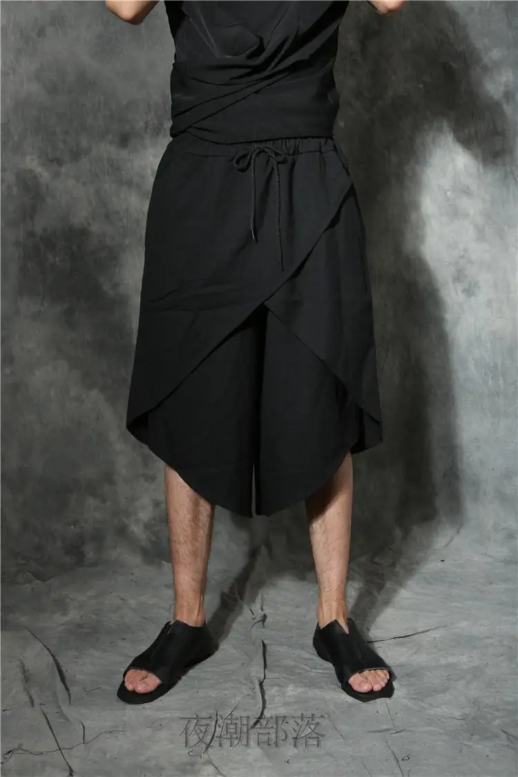 

S-5XL!!Original design male personality elastic waist loose casual capris pants