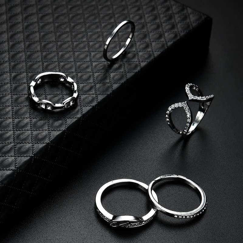 iMucci Bohemian Flower Ring Sets for Women Vintage Retro Silver Color Lotus Stone Rings Finger Jewelry 2018 New Gift | Украшения и