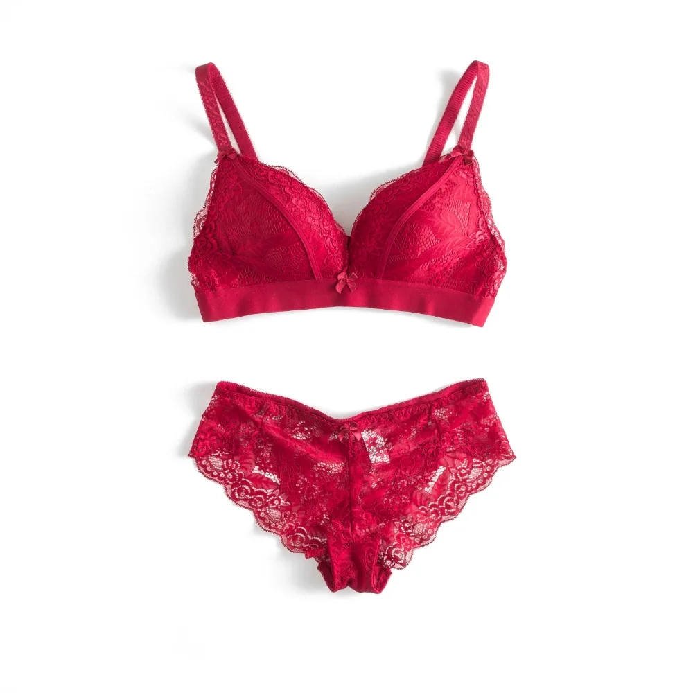 DKERT Plus Size BCD Cup Women Bra Set Sexy Lace Push Up Bra and Panty Set Underwear Set Lingerie Set