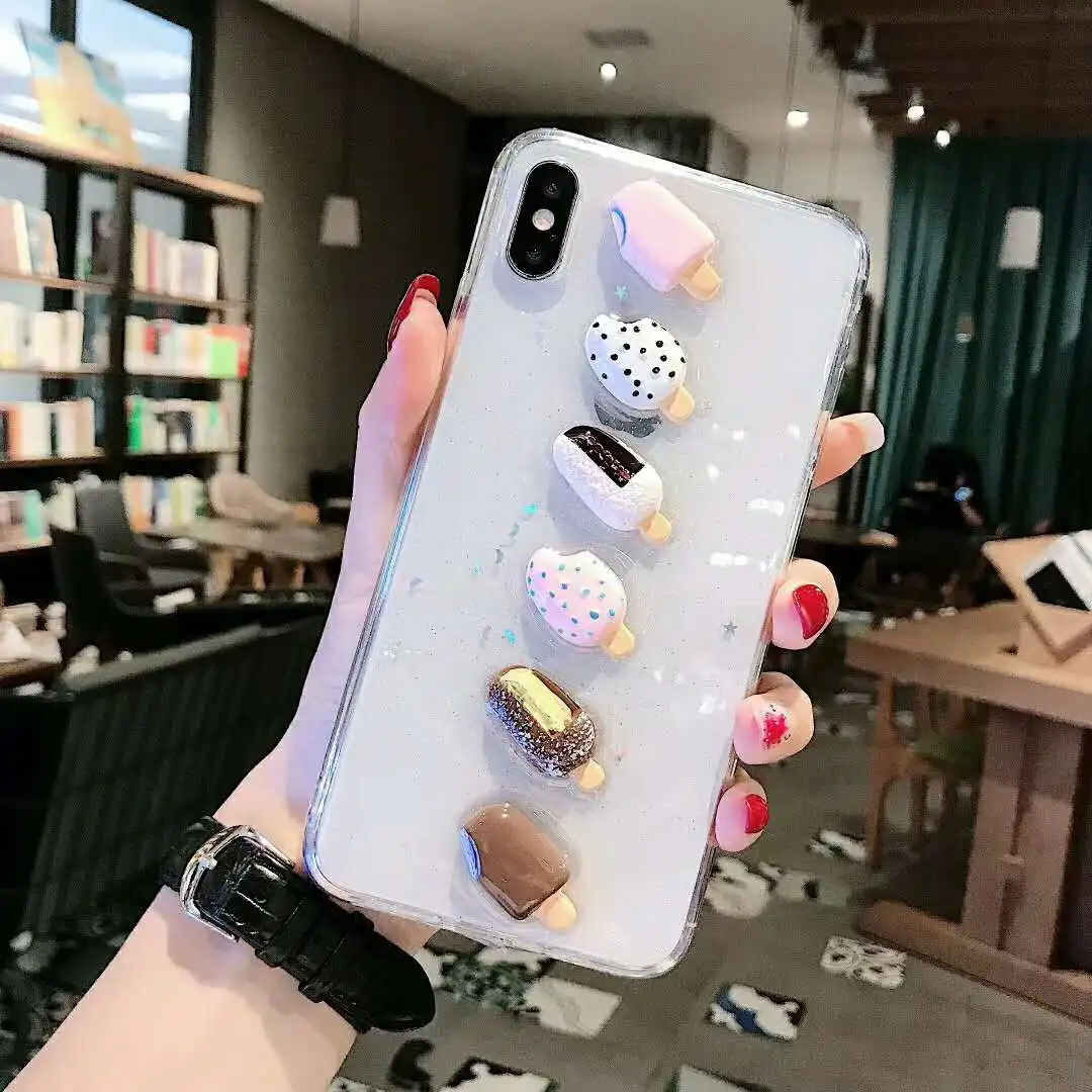 Летний свежий чехол для телефона с мороженым Iphone X Xs Max прозрачный мягкий из ТПУ 6s 7