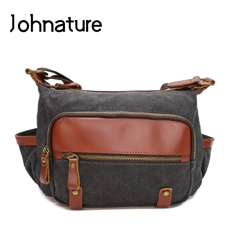 Мужские Винтажные износостойкие холщовые сумки Johnature повседневная сумка